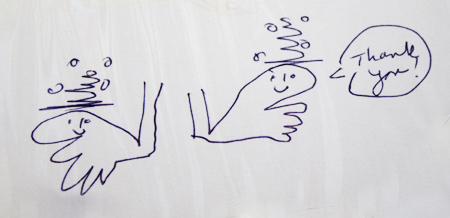 A handwritten thank-you drawing from a patient.